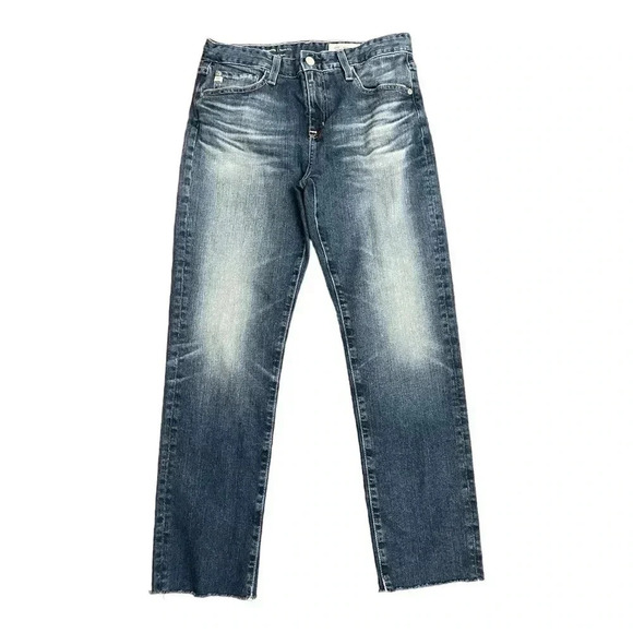 AG-ED Denim Ex-Boyfriend Slouchy Slim Cropped Raw Hem Jeans Womens size 27R - Picture 1 of 15
